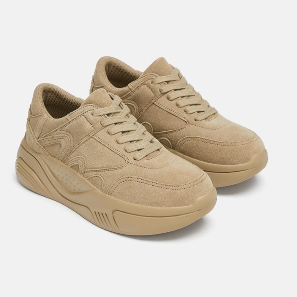 Zara Split Leather Platform Sneakers